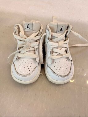 Jordan Kids White High-Top Sneakers with Black Jumpman
